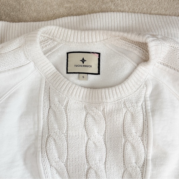 Tuckernuck White Cable Knit Reid Sweatshirt - Picture 9 of 12